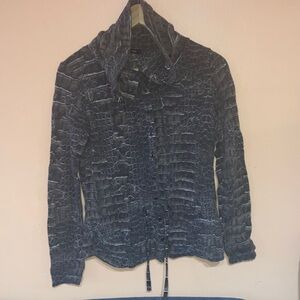 RIANI Brown and Gray Textured button up longsleeve